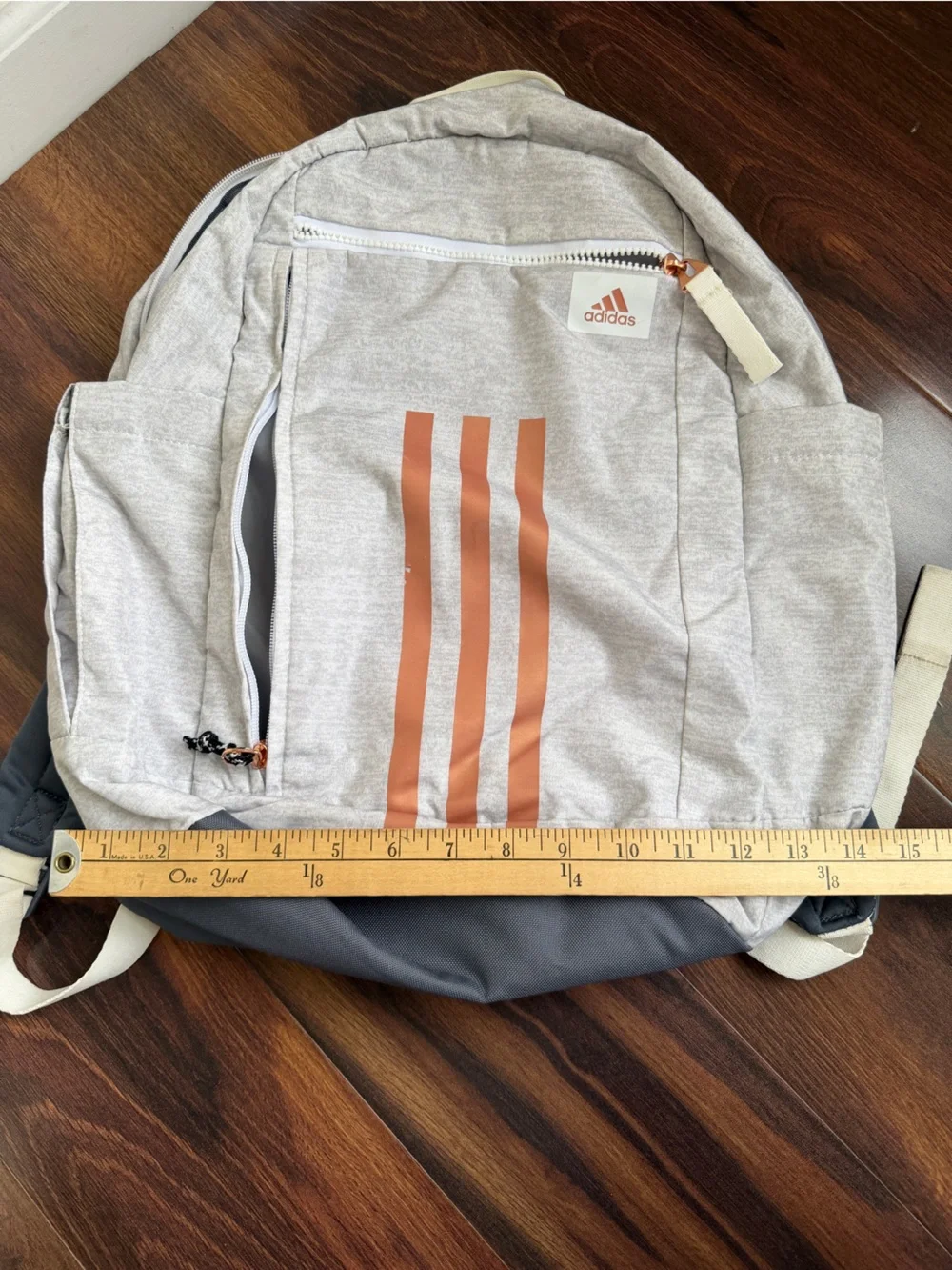 Adidas 3 Stripes Gray and Rose Gold Backpack